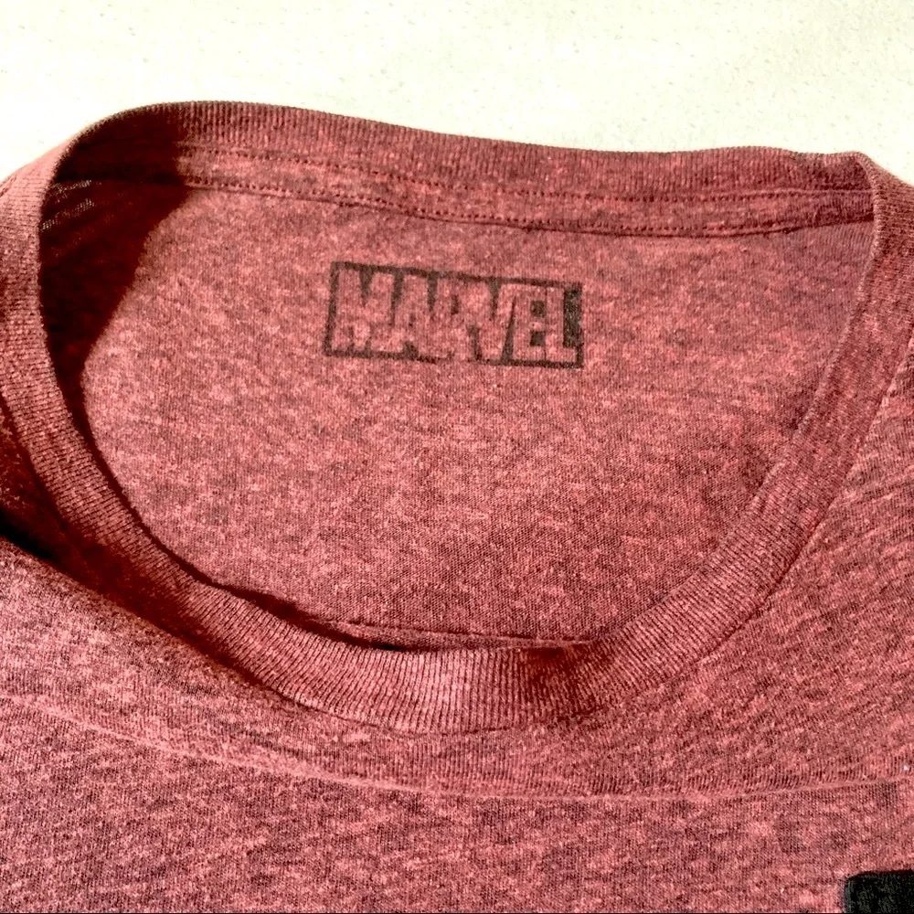 DEADPOOL Maroon Short Sleeve T-Shirt with Chest Pocket Mens Medium - Picture 9 of 14